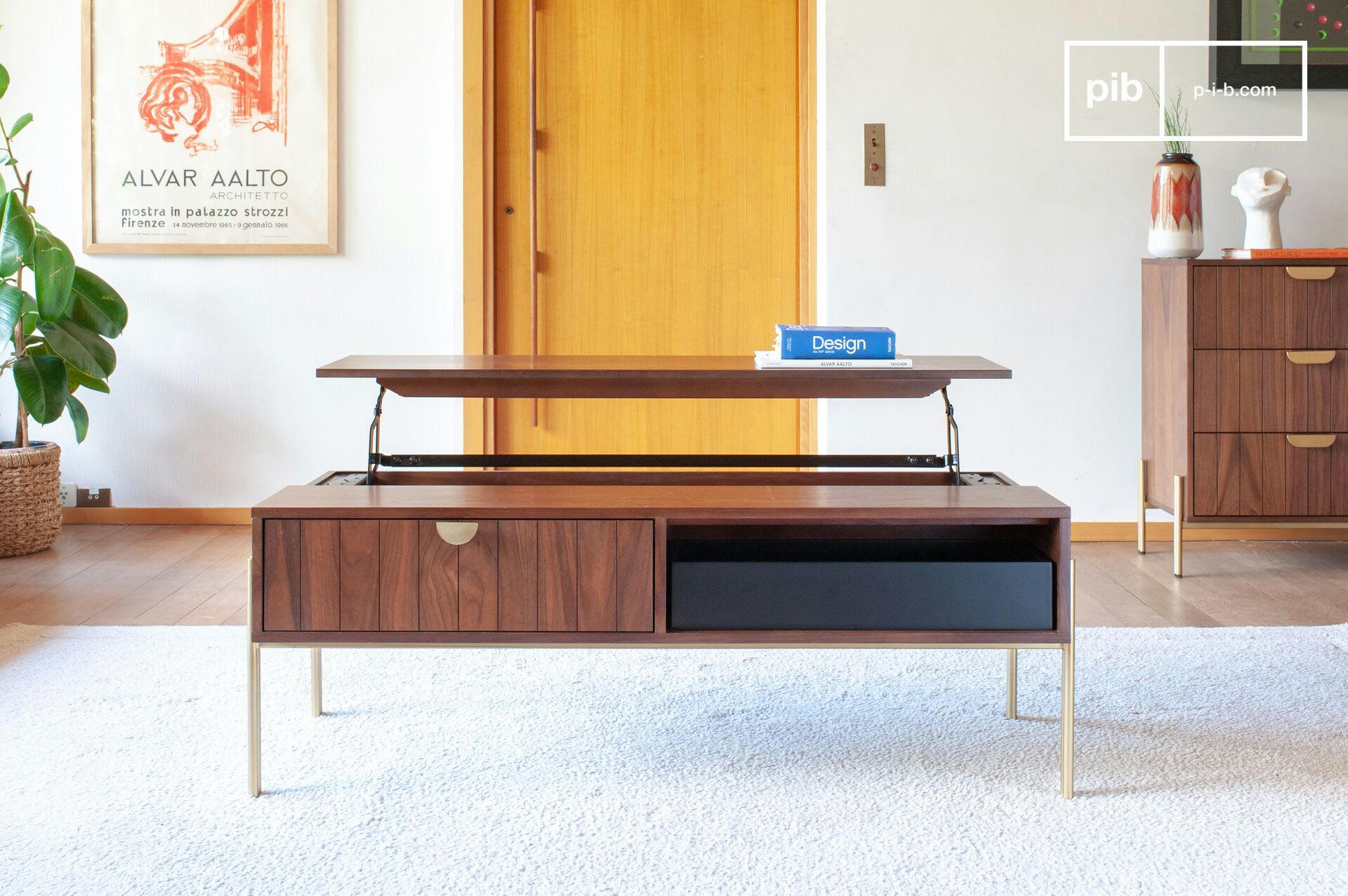 PITEA - Table basse relevable en bois marron