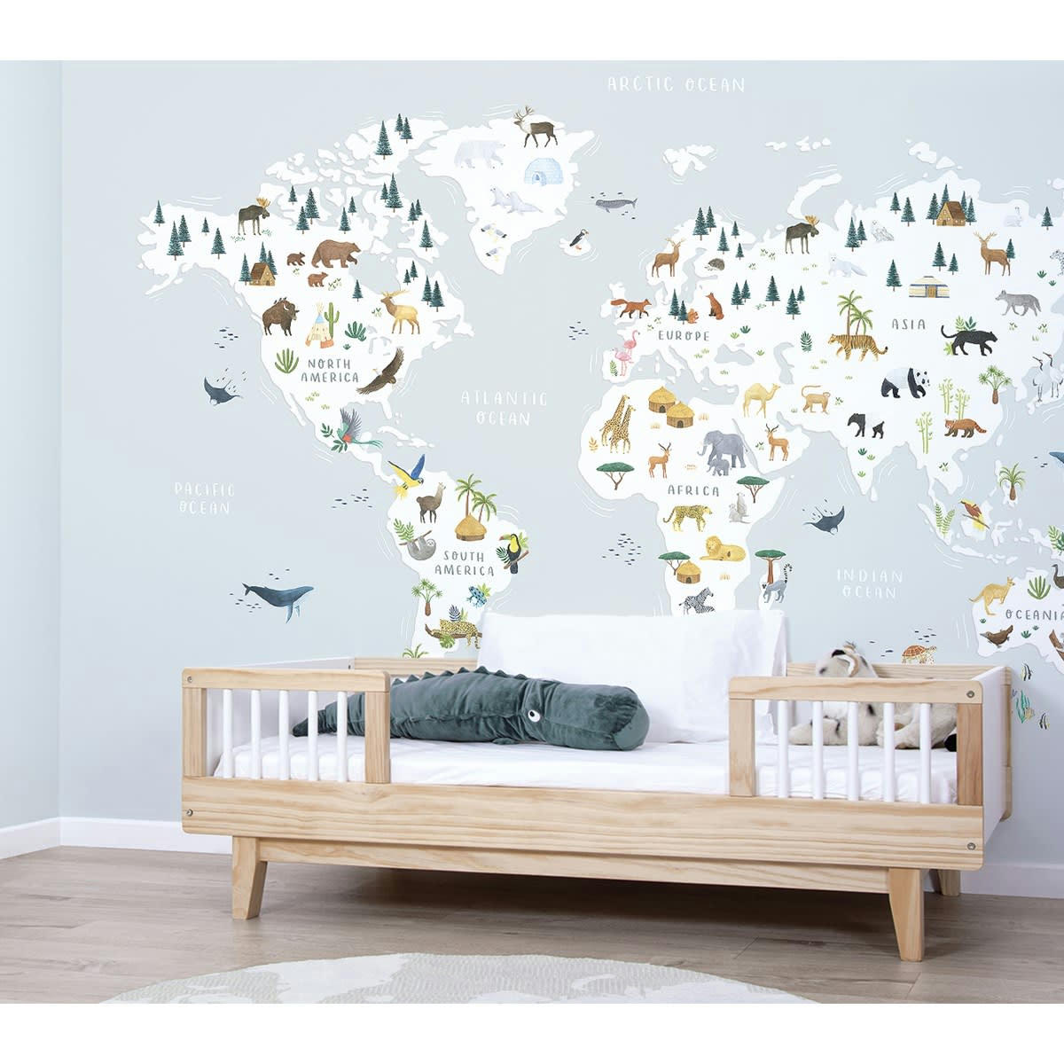 LIVING EARTH - Papier peint panoramique mappemonde, bleu 4 m x 2,48 m