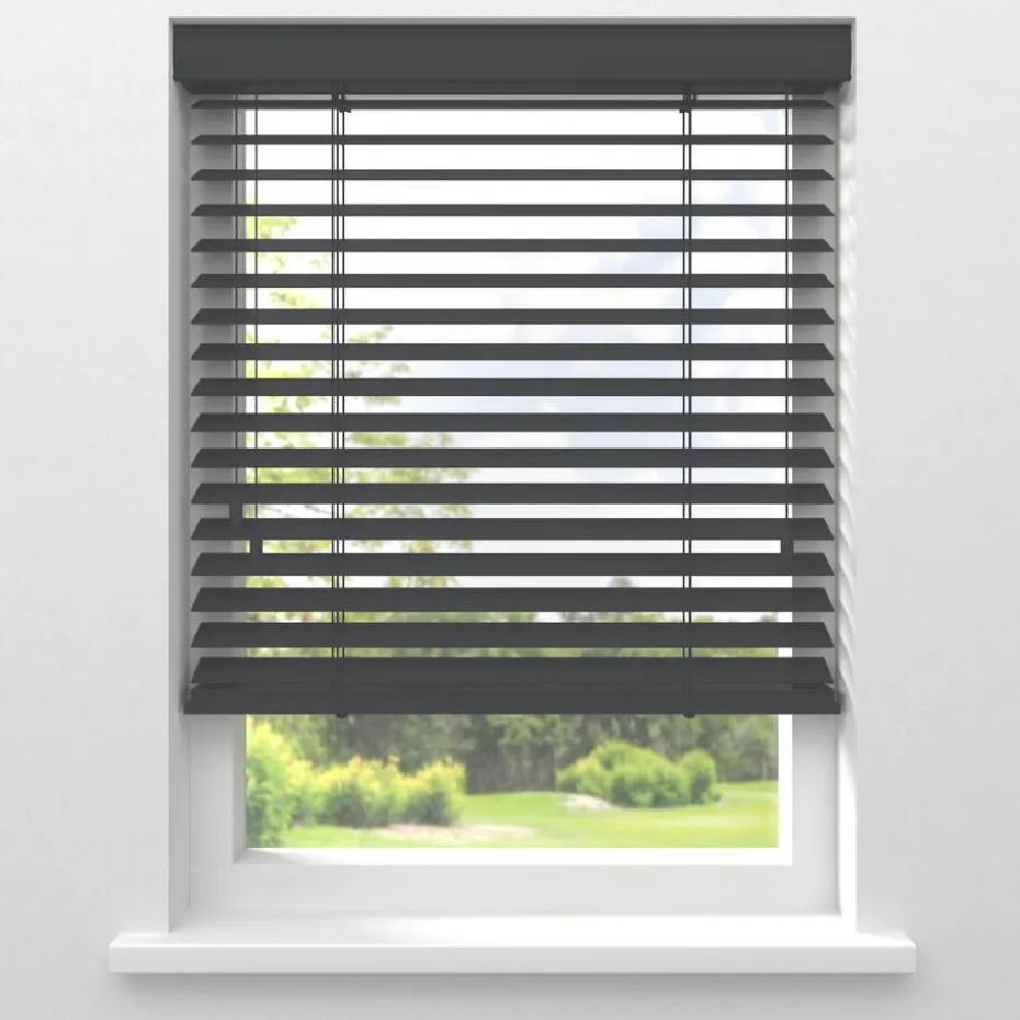 Kwantum Jaloezieën | Houten Jaloezieën | Fenstr Bamboe Jaloezie Wessel  50mm Antraciet