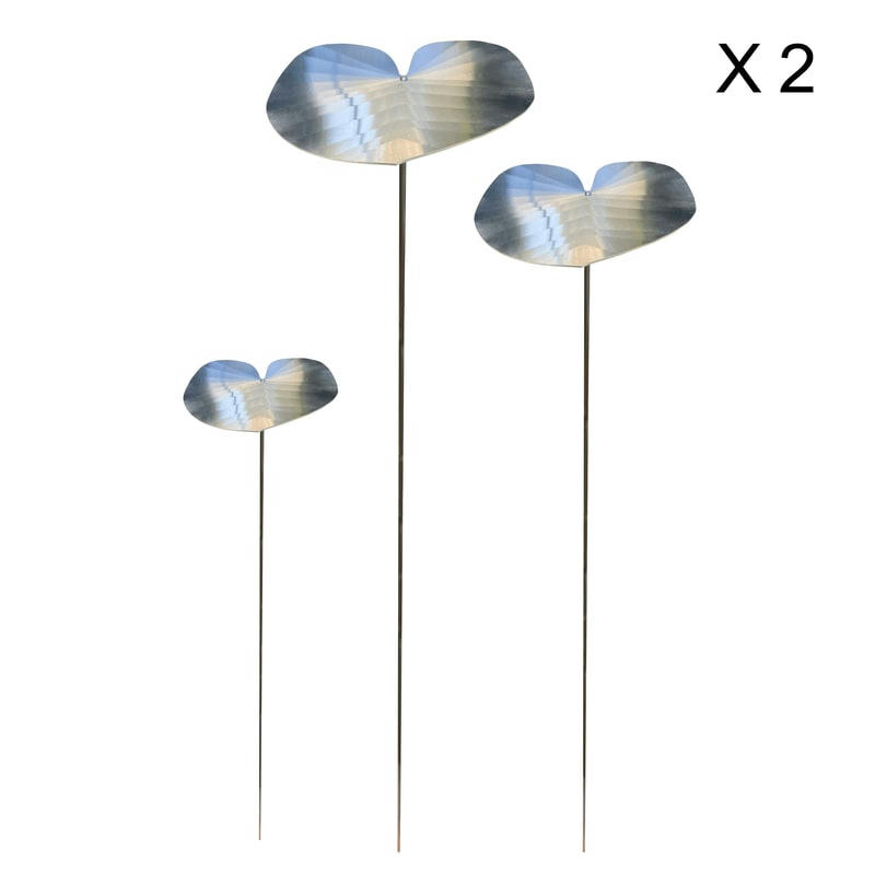 COLLECTION FLEURS & FEUILLES LP DESIGN - Feuilles Amour en aluminium anodisé et inox Lot de 6