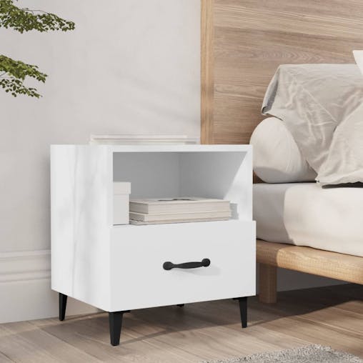 NNEVL Bedside Cabinets 2 pcs White Engineered Wood