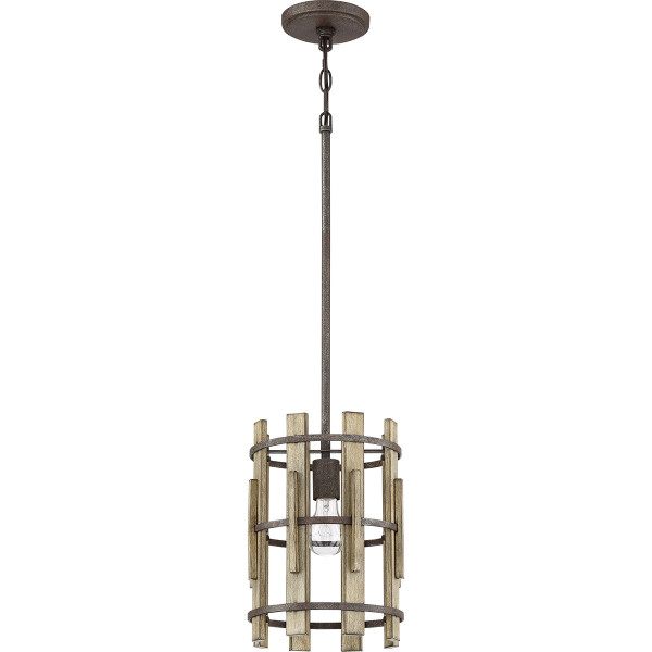 Lampa wisząca rustykalna czerń Wood Hollow 1xE27x100W Quoizel