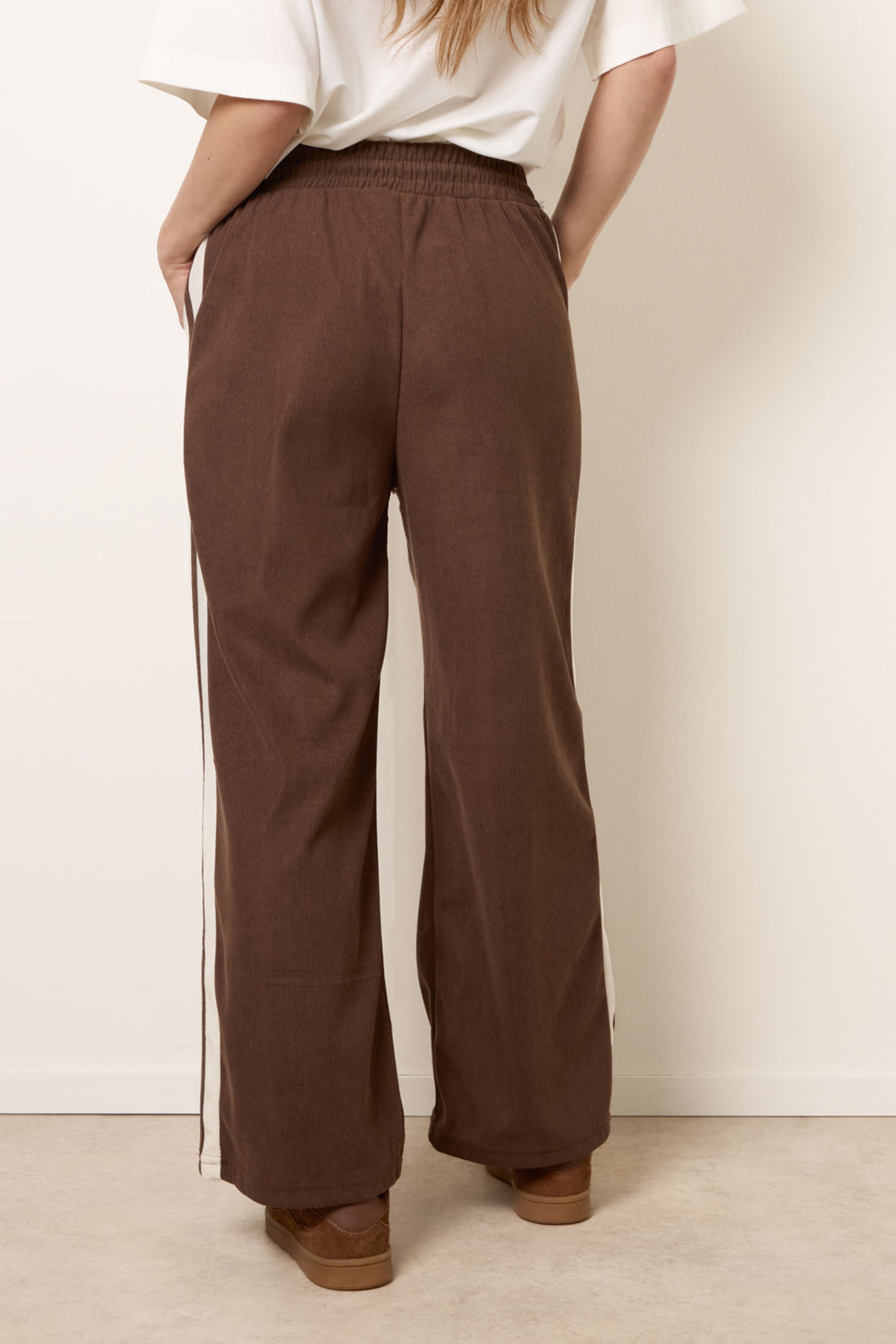 Blue Vanilla Brown Corduroy Side Stripes Trousers