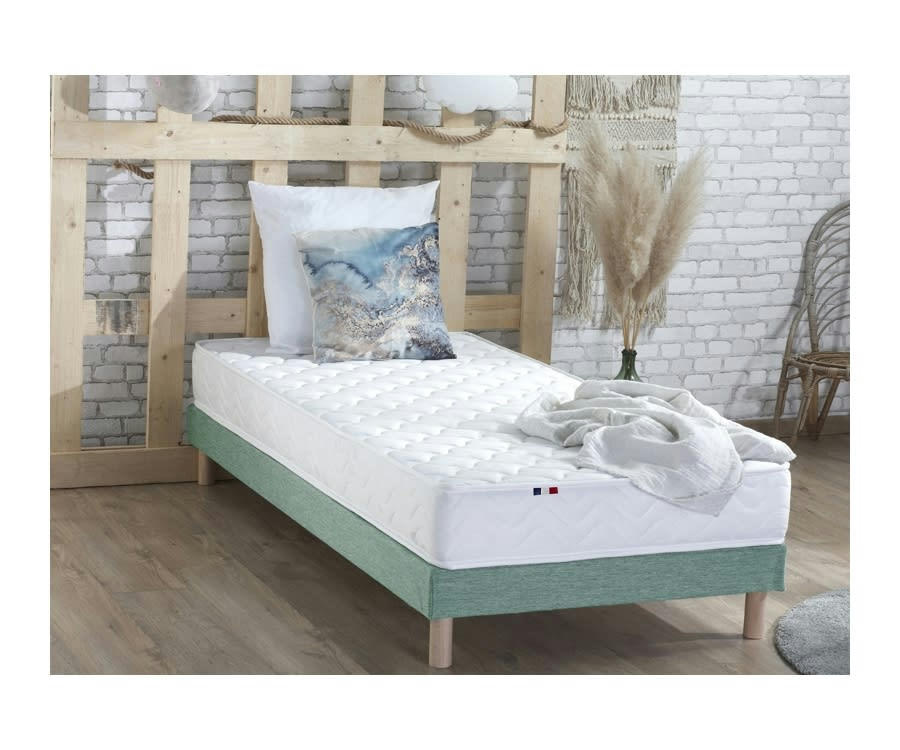 ENSEMBLE INITIAL - Ensemble matelas accueil latex 3 zones sommier vert 90x200