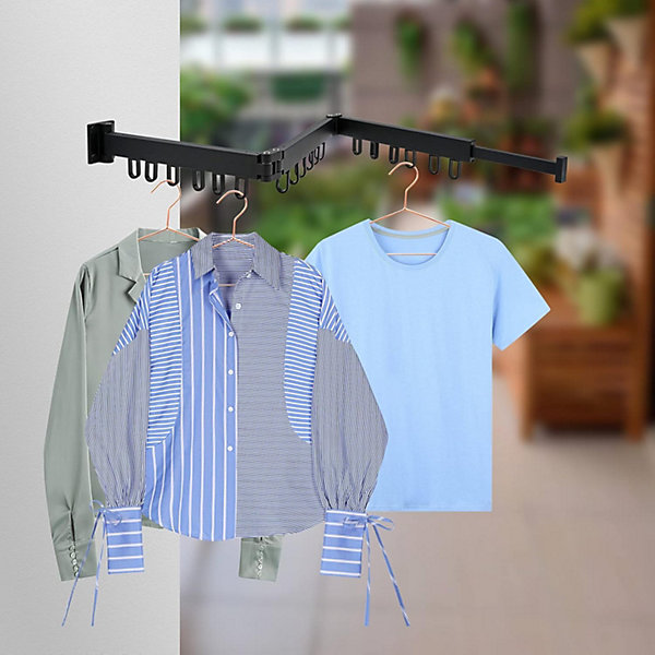BASHLWUA Linge Interieur Pliable Séchoir à Linge Aluminium, 3 étagesMural Pliable Tringle Vetement, étendoir à Linge pour Buande