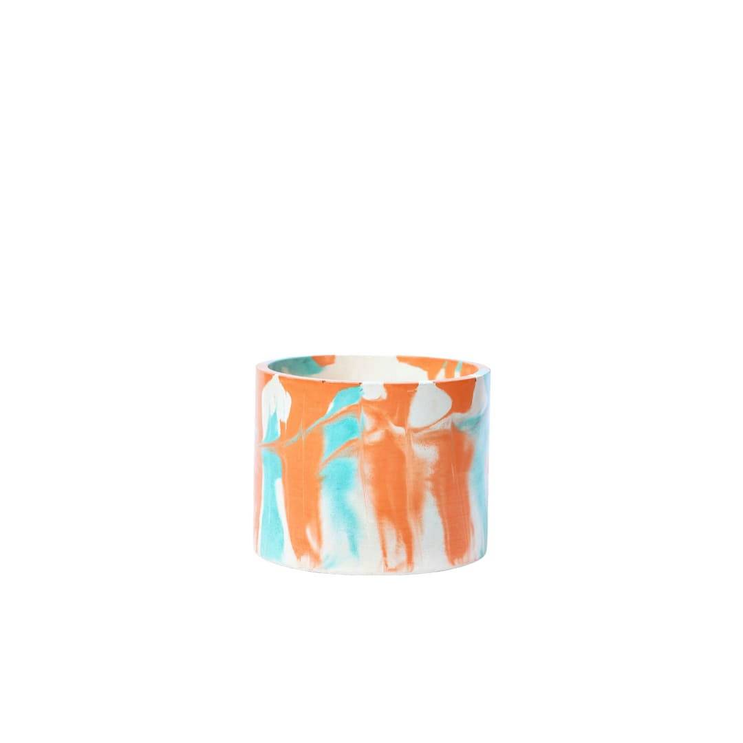 CACHE-POT XXL TIE&DYE - Cache-pot xxl tie&dye en béton orange et turquoise