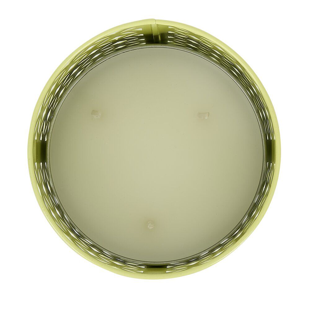 Photophore en métal jaune avec 2 bougies à la citronnelle 3 mèches 12H