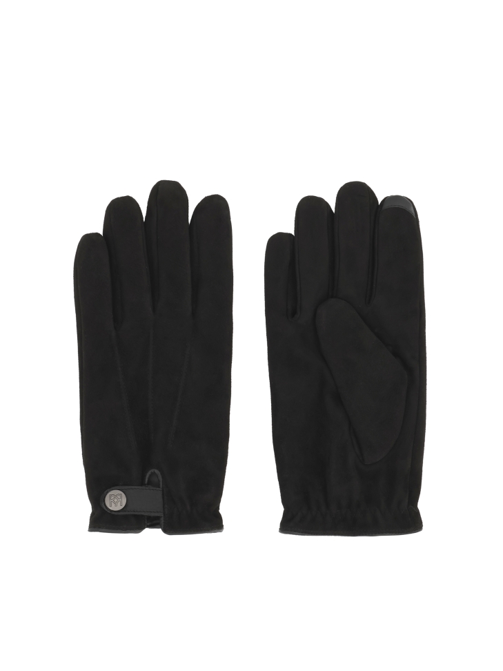 Black suede gloves with touchscreen functionality