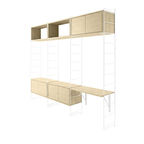 étagère murale modulable avec 6 portes, 2 étagères murales, tablette et 4 échelles effet chêne GoodHome Rigga H. 171,2 x L. 180 x P. 29 cm