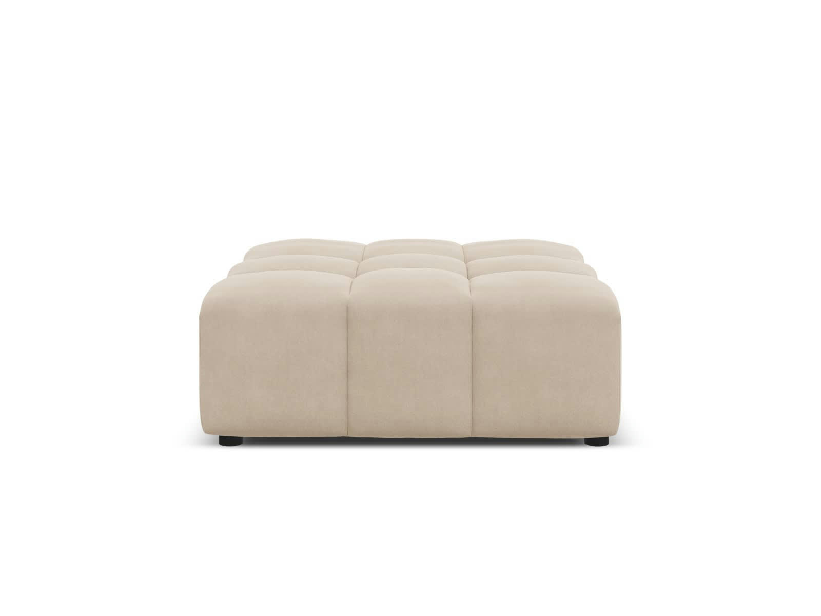 LUC - Pouf en tissu velours beige clair