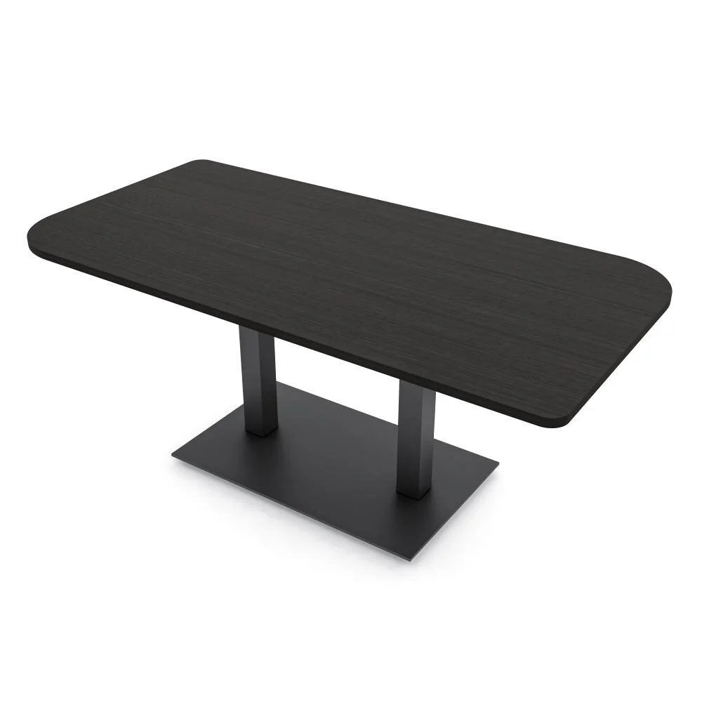 5Ft Small Rounded Corner Conference Table Metal Base Electric Module - 36x60