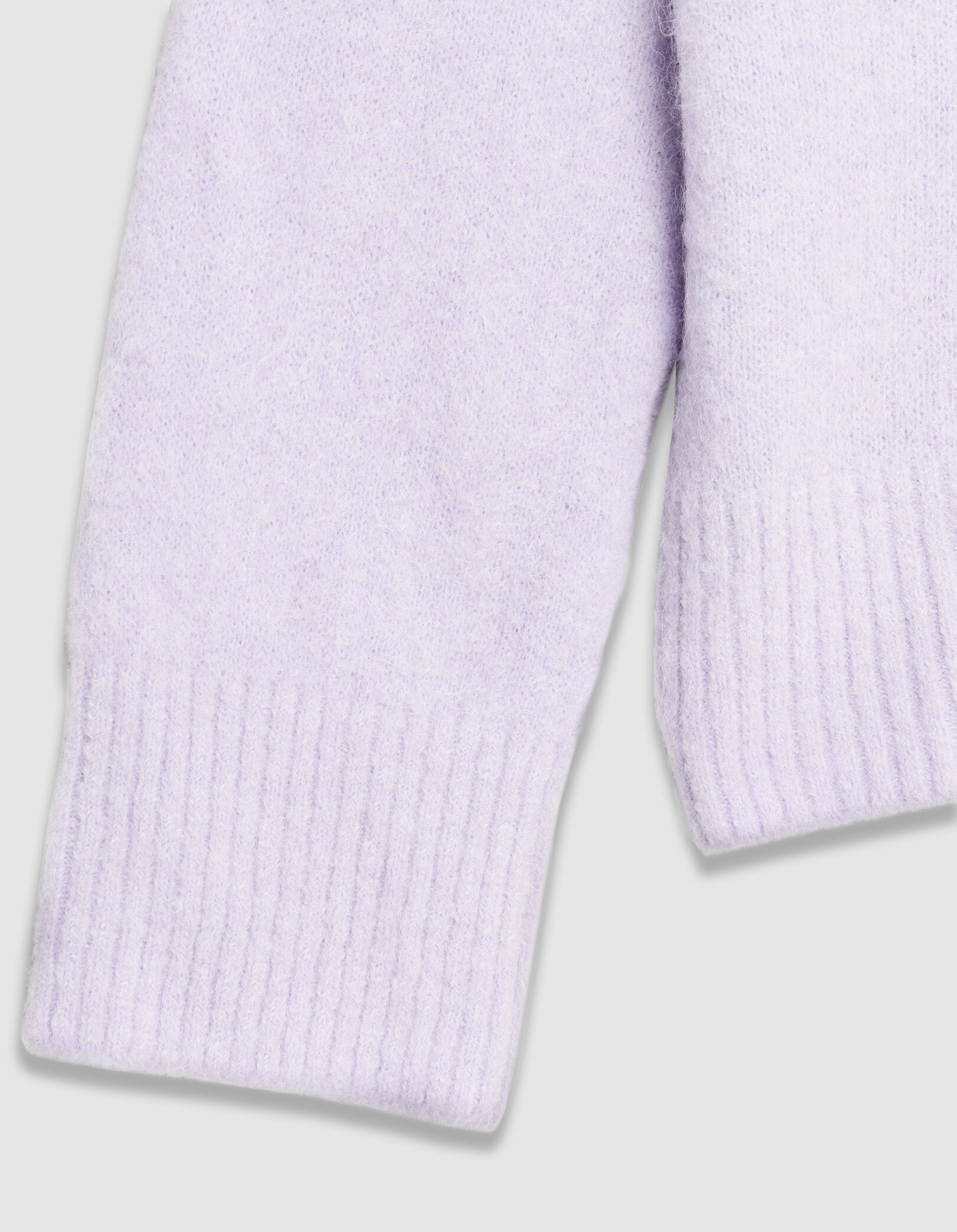 Pull col V lilas tricot mix alpaga Femme