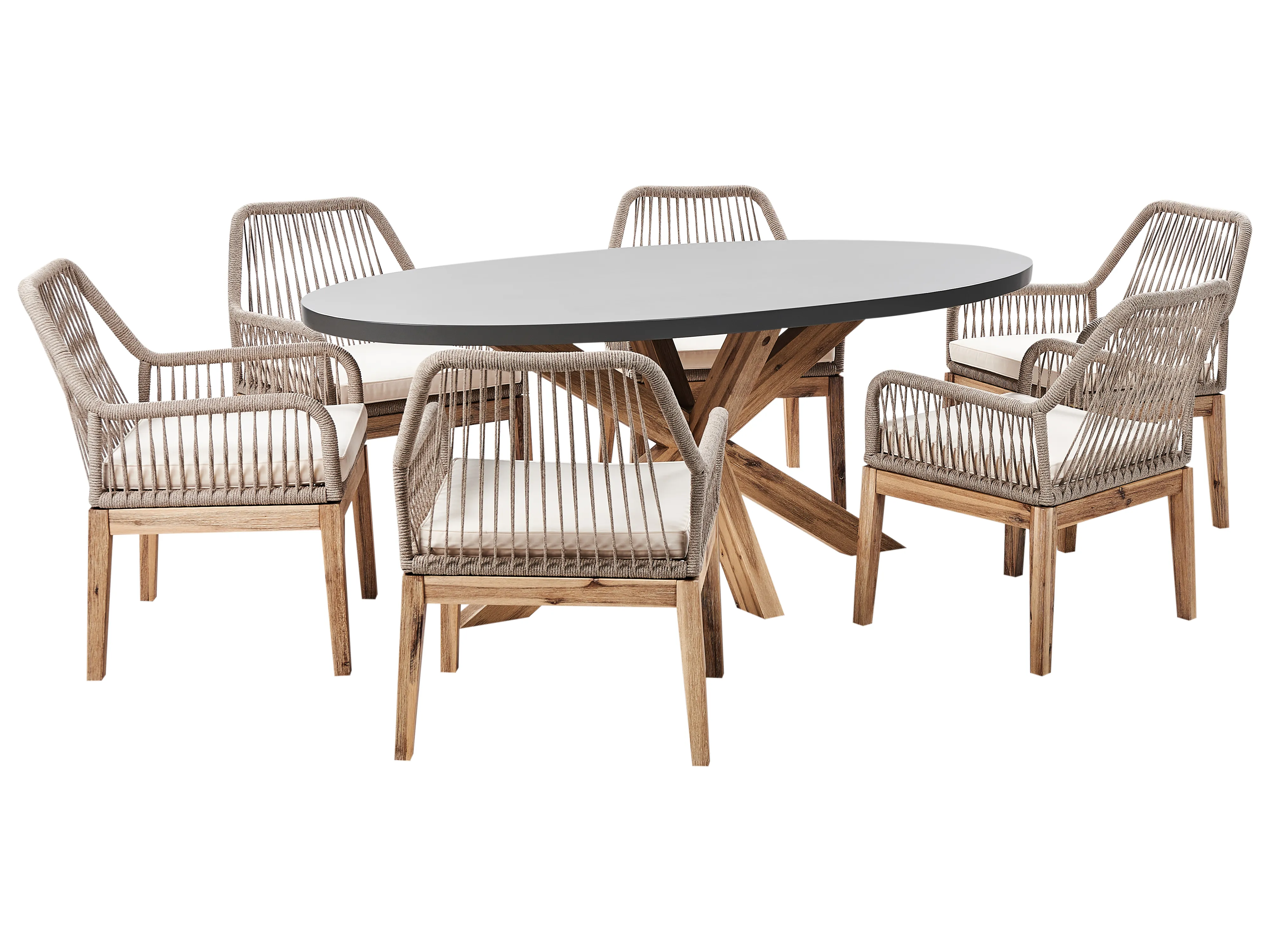 Garden Dining Set 4 Seater ORISTANO with Cushions Concrete Beige