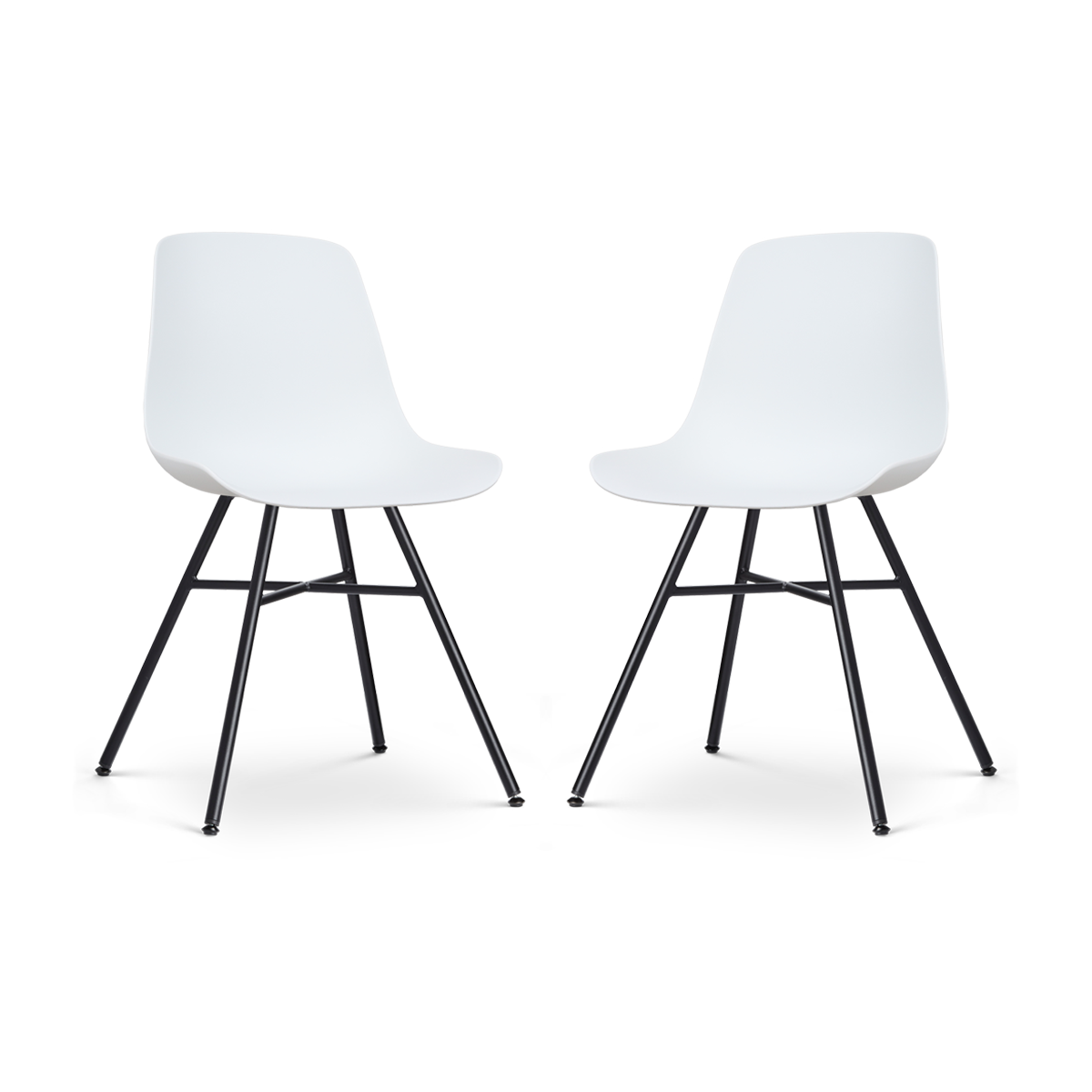 Nolon Noa-Pip Eetkamerstoelen Set van 2 - Wit - Zwarte Poten