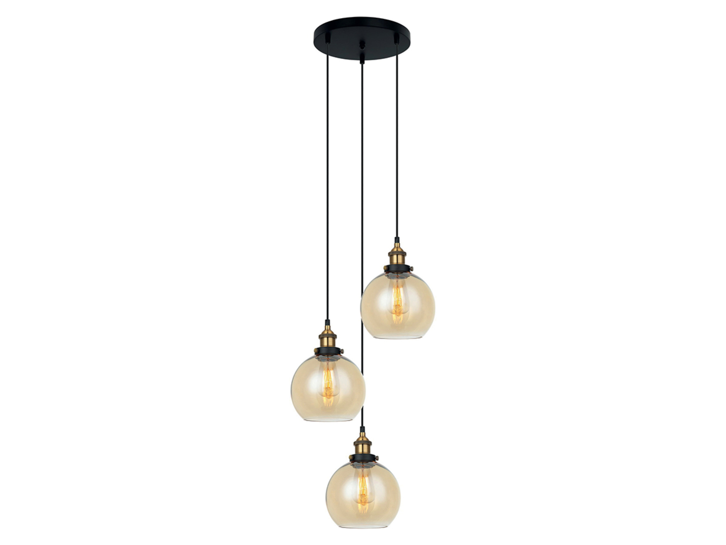 Lampa wisząca Cardena 3-punktowa szklana złota