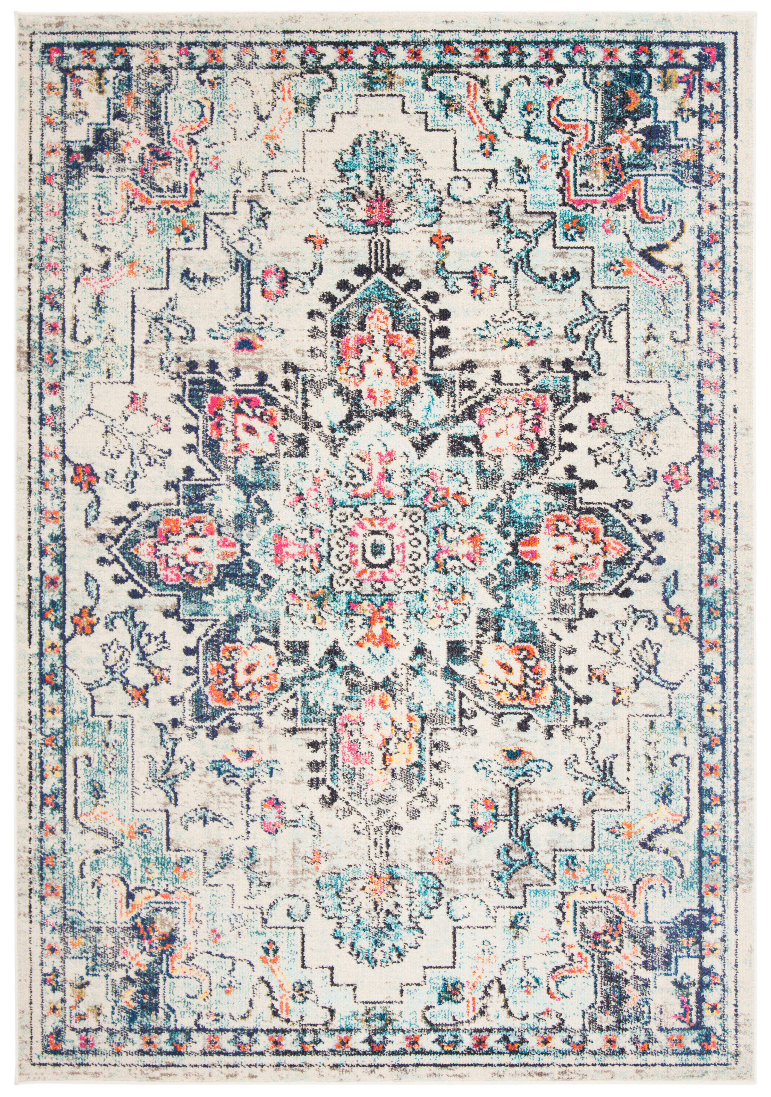MADISON - Tapis de salon interieur en crème & bleu, 122 x 183 cm