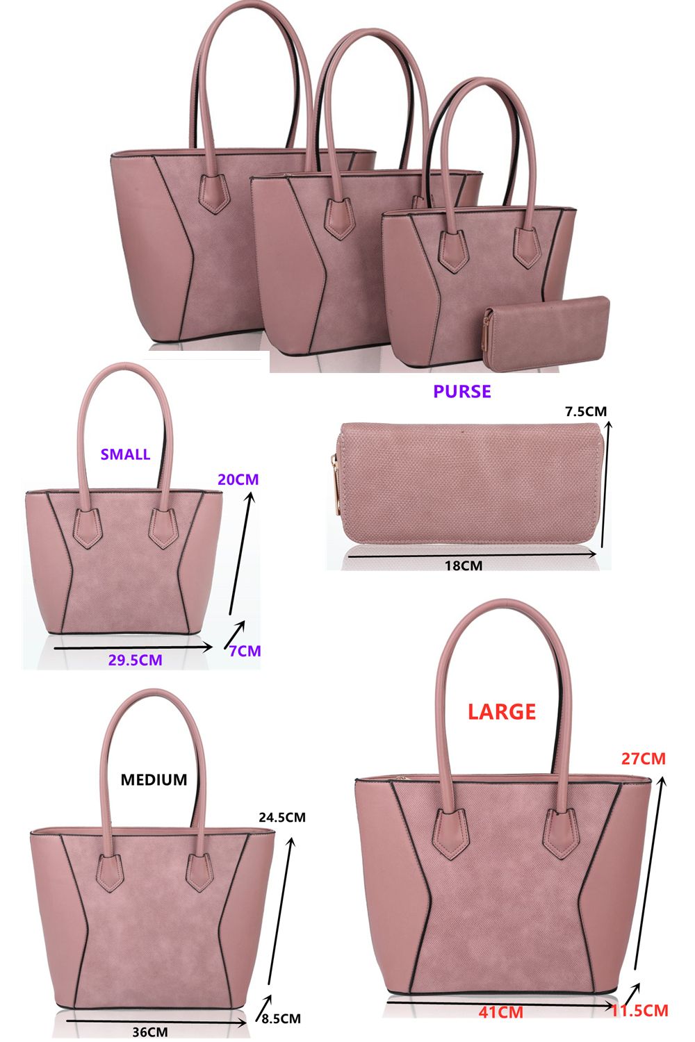 Fontanella Fashion Squisita Elegant 4in1 PU Leather Handbag x Tote bag with Purse