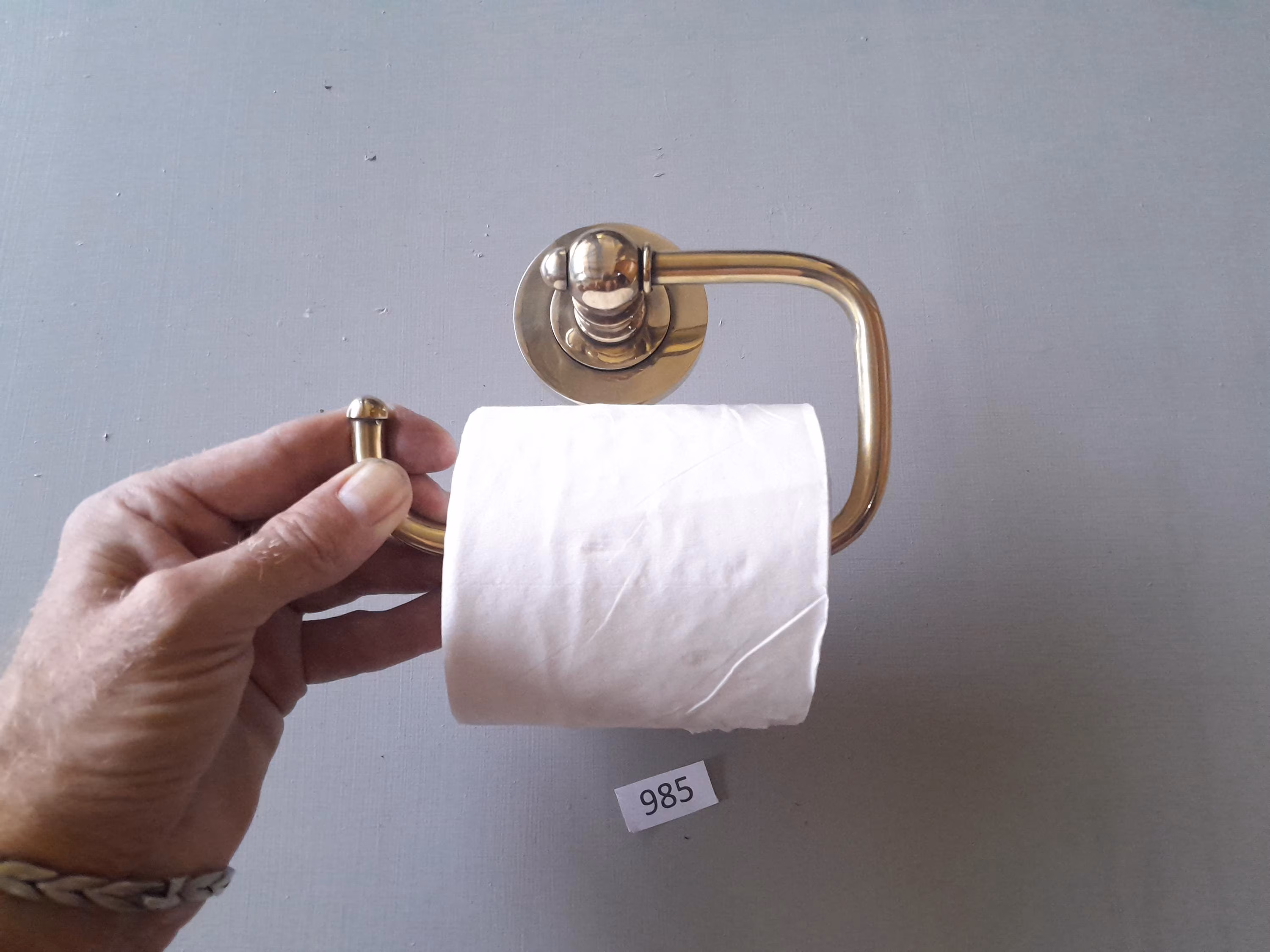 Vintage style simple brass toilet or bathroom tissue Paper roll holder NOT lacquered or coated includes FREE solid brass screws
