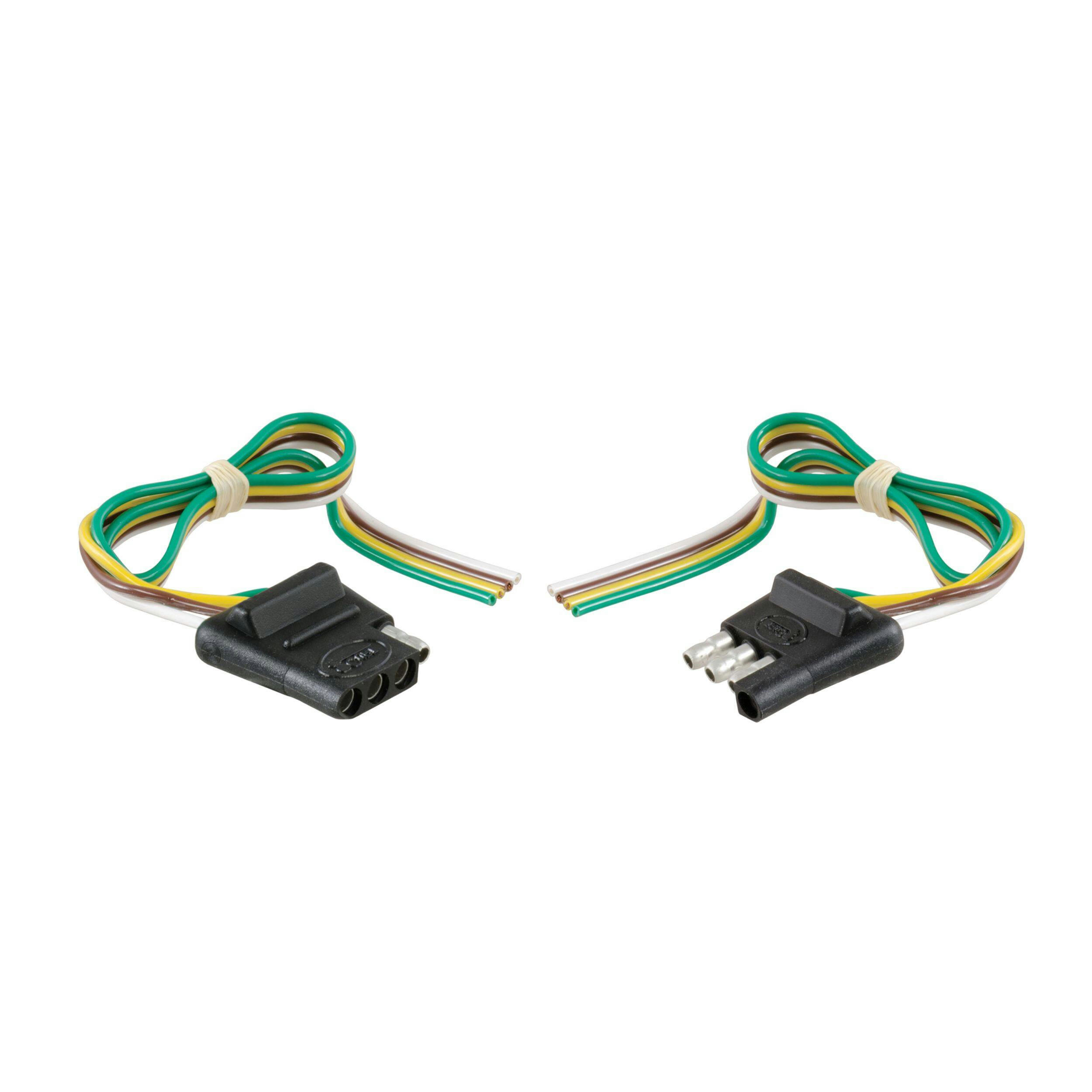 CURT 58304 4-Way Flat Connector Plug & Socket with 12-in Wires Each