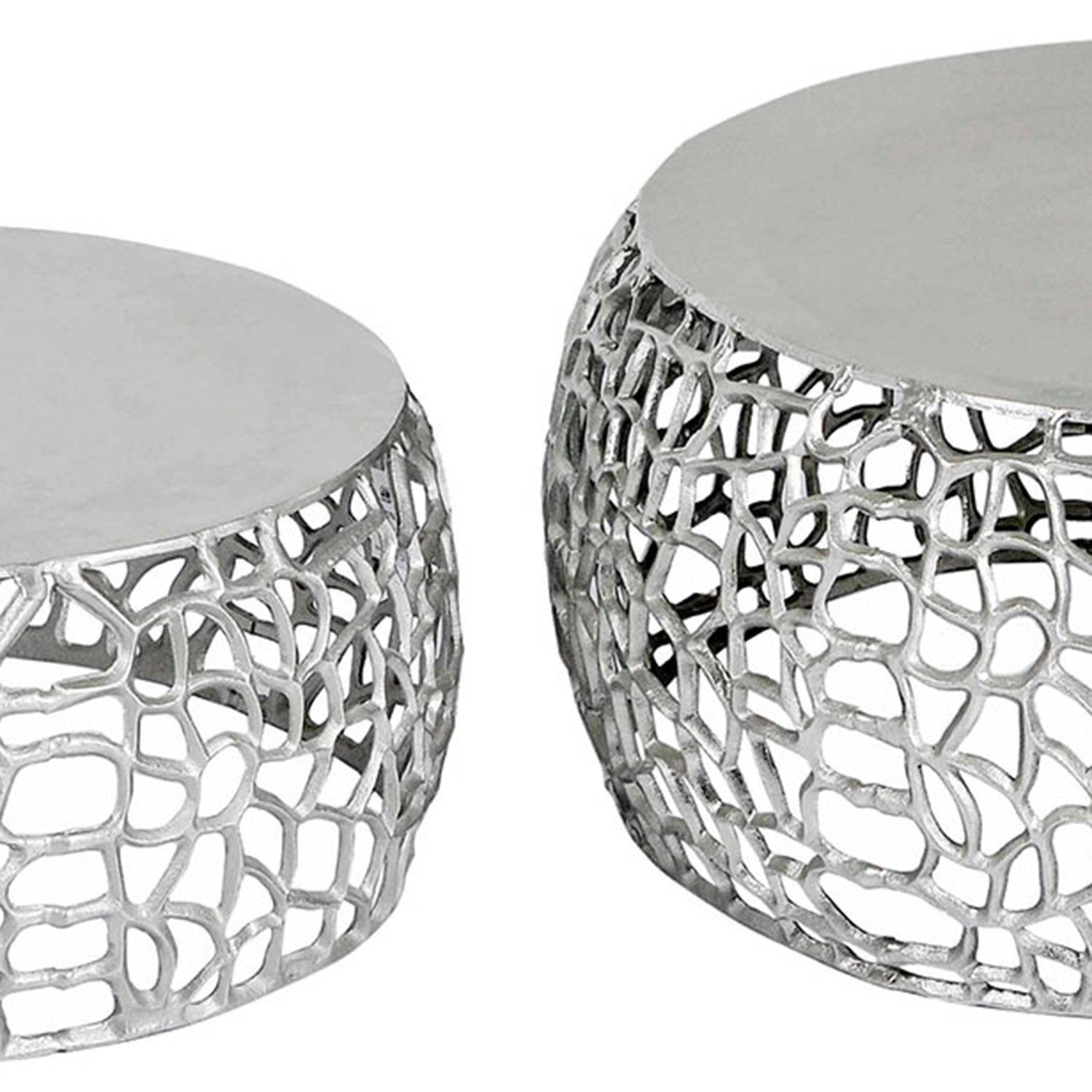 PANAMA - Lot de 2 tables basses nickel