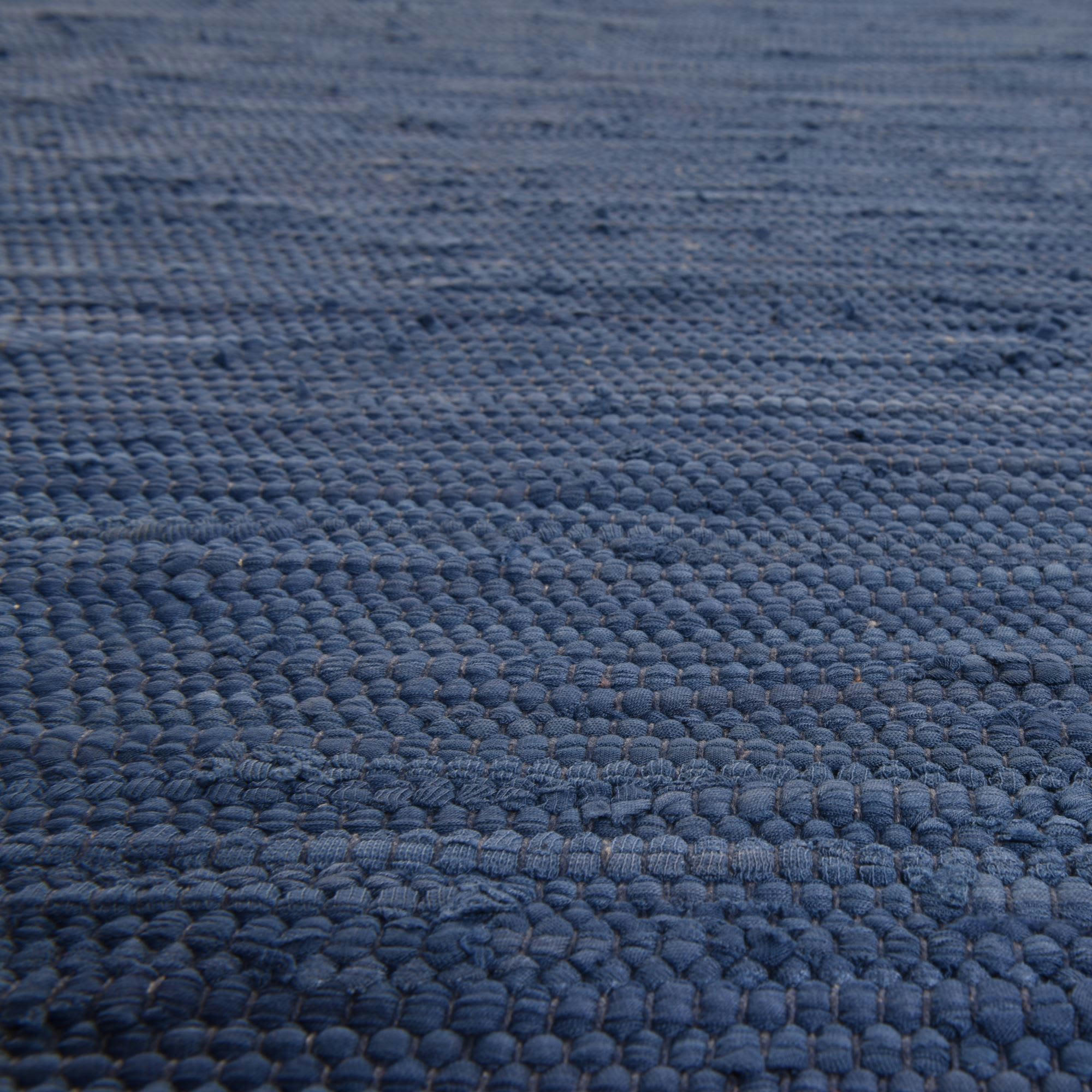 HAPPY COTTON - Tapis réversible en coton - tissé à la main - Bleu foncé 60x120