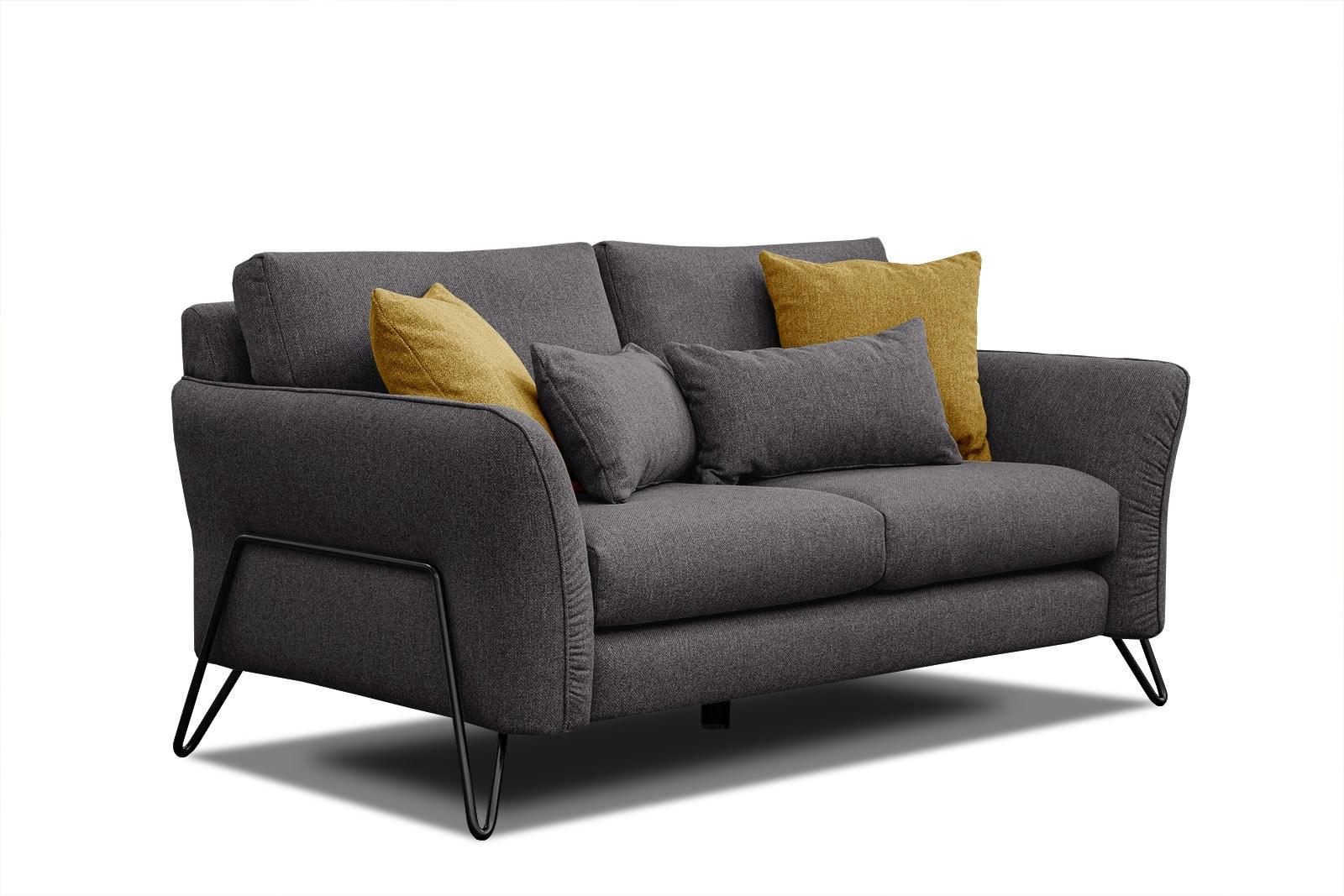 LOREM - Canapé droit 2 places tissu gris foncé