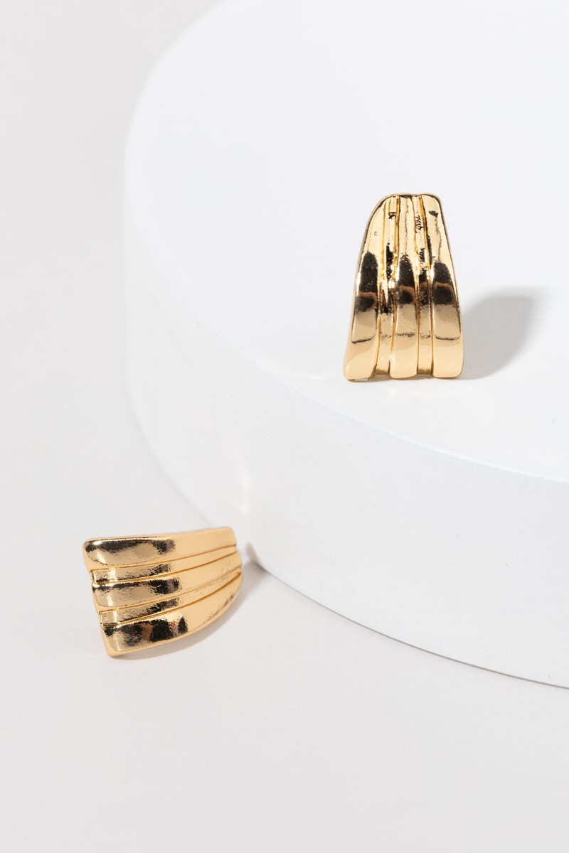 Gracie Three Band Bold Huggie Stud Earrings