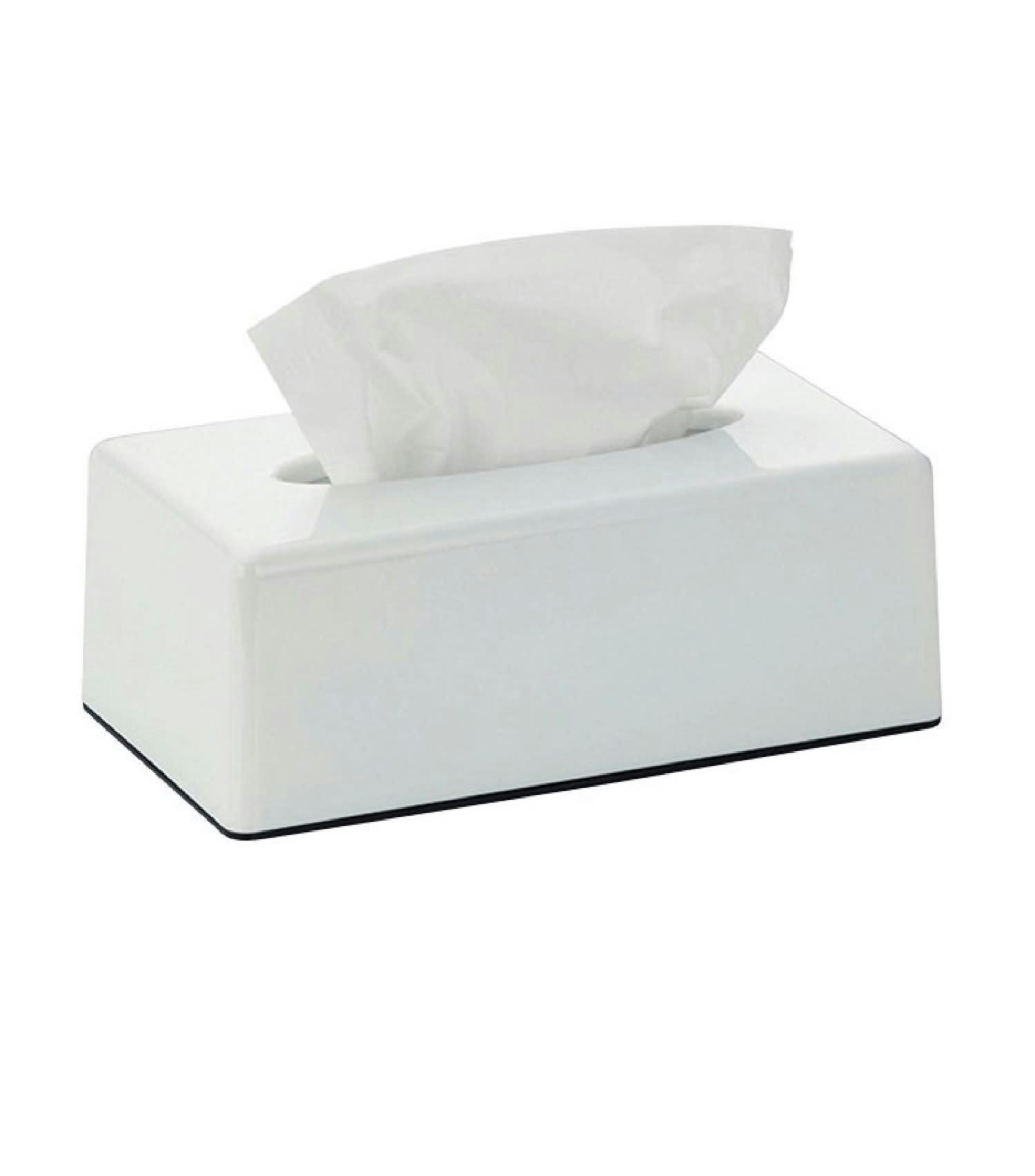 - Boîte à mouchoirs rectangulaire plastique blanc