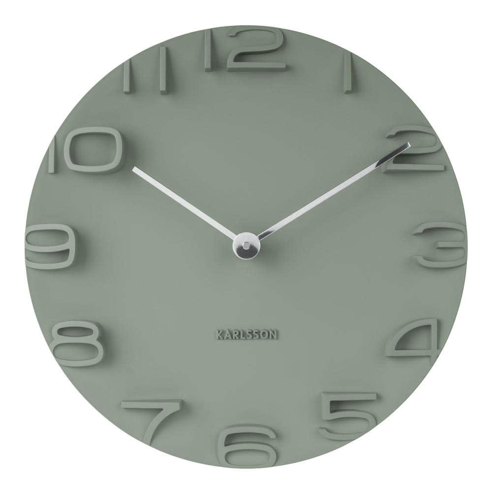 ON THE EDGE - Horloge murale en plastique gris vert D42