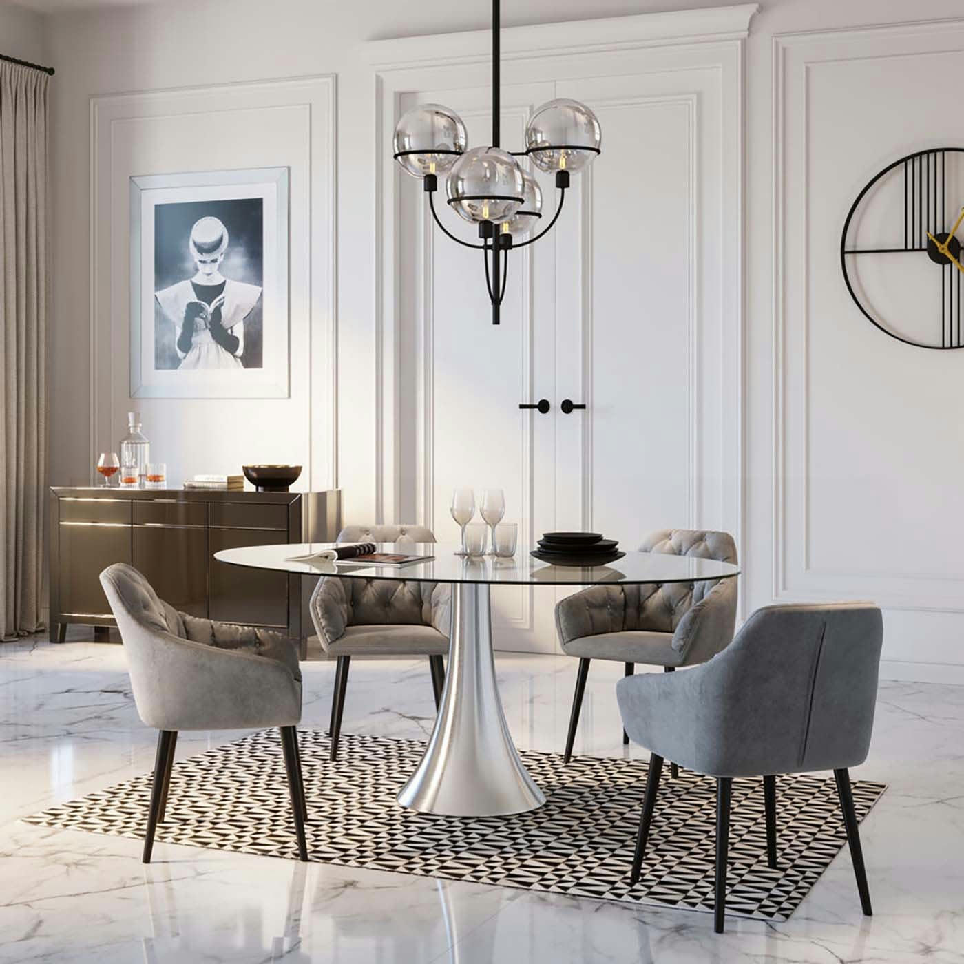 GRANDE POSSIBILITA - Table à manger 6 personnes en verre et aluminium