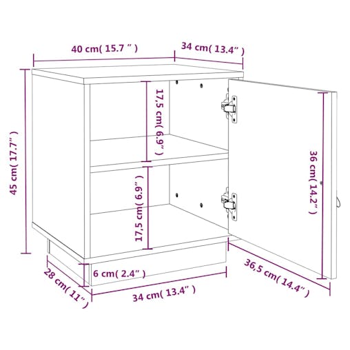 NNEVL Bedside Cabinets 2 pcs 40x34x45 cm Solid Wood Pine