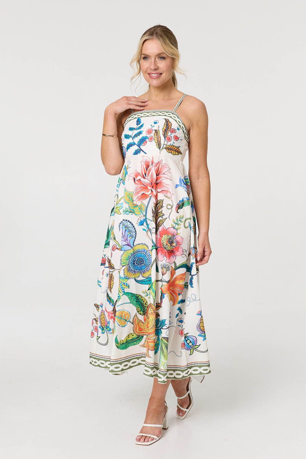 Izabel London Tropical Print Cami Strap Maxi Dress