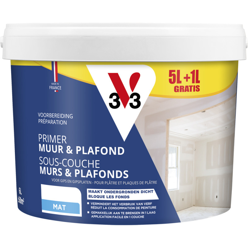 Sous-couche Murs & Plafonds blanc mat 5 L   1 L V33