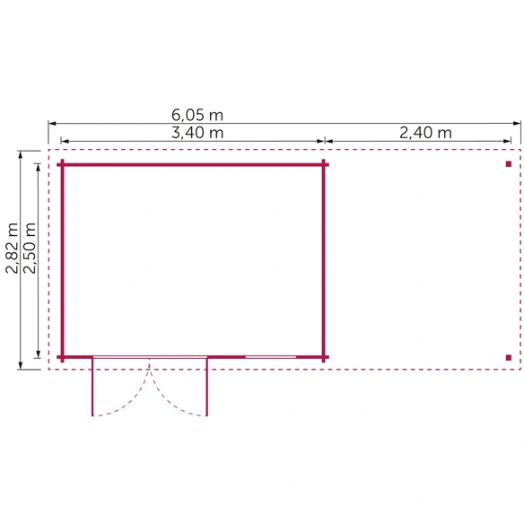 Gartenhaus »Modena«, Holz, BxHxT: 606 x 221 x 282 cm (Außenmaß inkl. Dachüberstand)