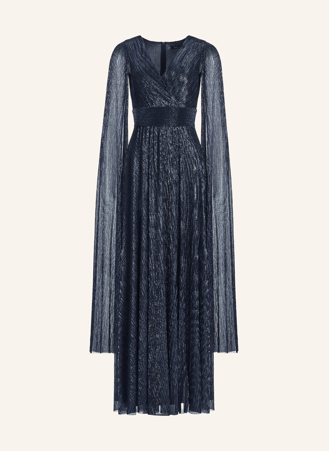 SWING Abendkleid mit Plissees und Glitzergarn