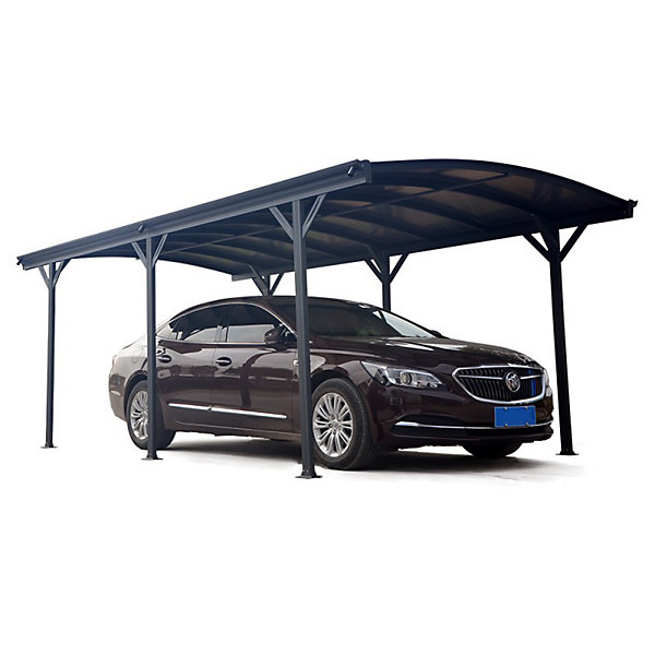 Carport aluminium et polycarbonate 19,41 m² X-Metal anthracite avec kit d'ancrage