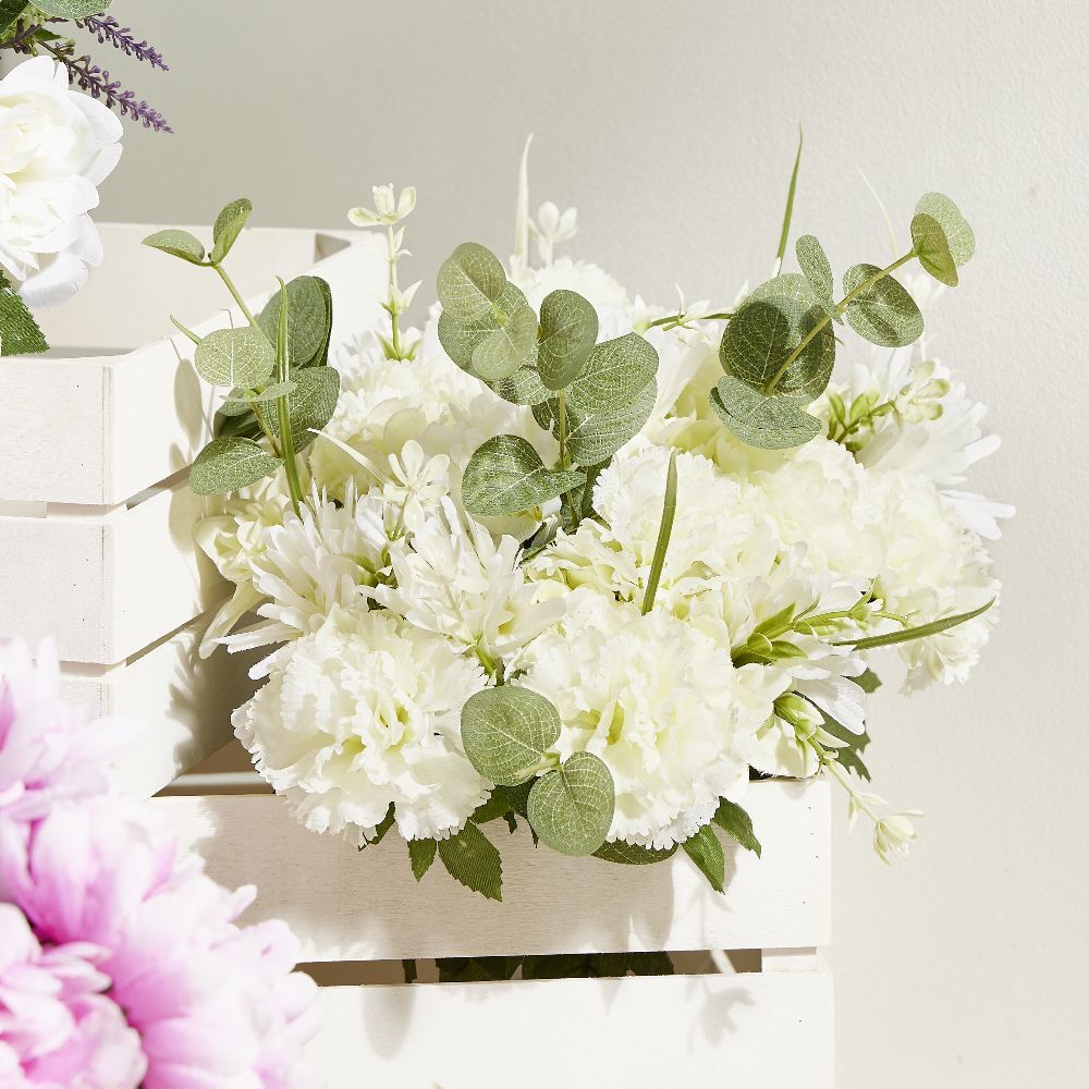 Piquet fleur artificielle Ø30xH48cm blanc