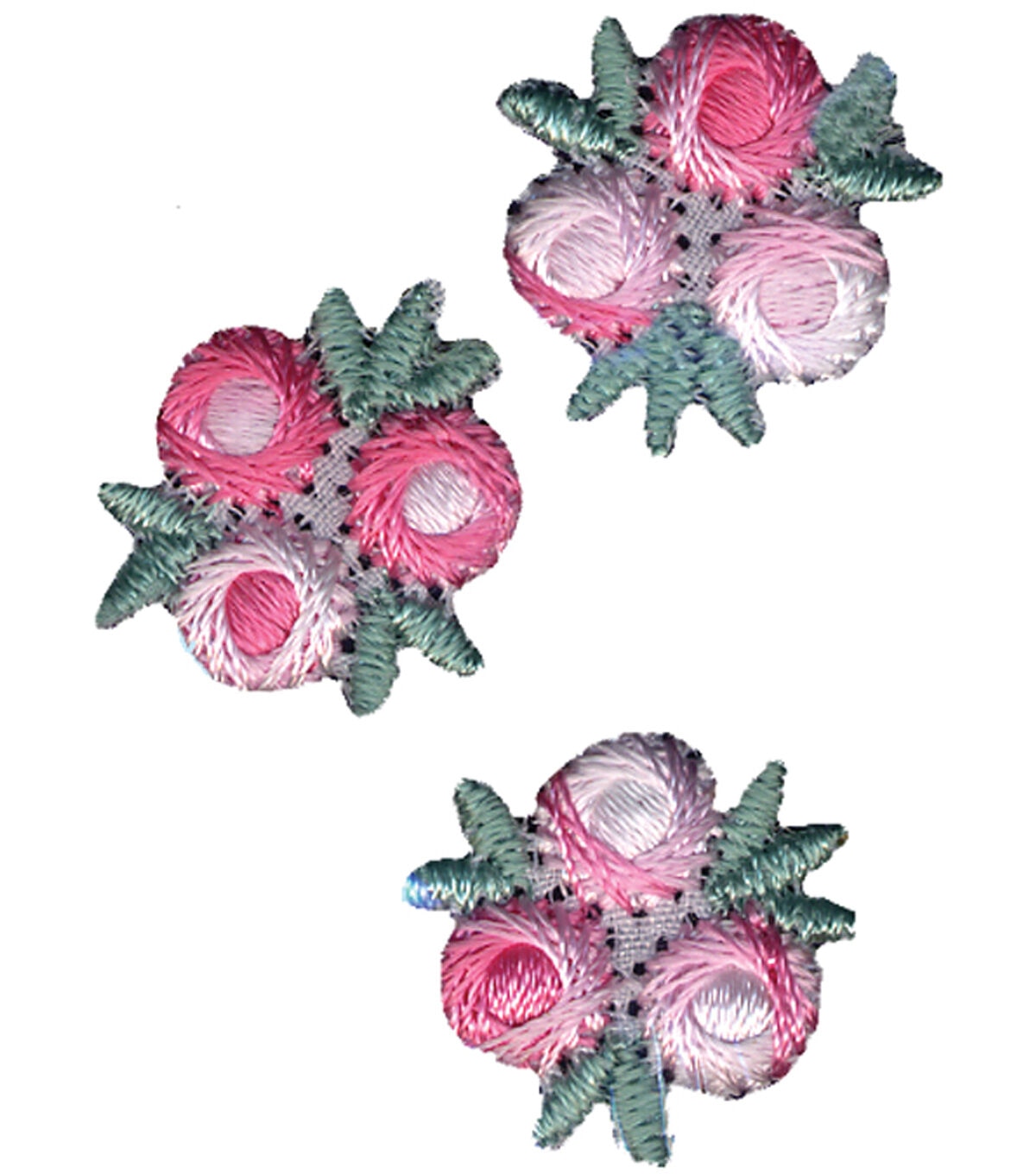 Wrights 1 Pink & White Flowers Iron On Patches 3ct