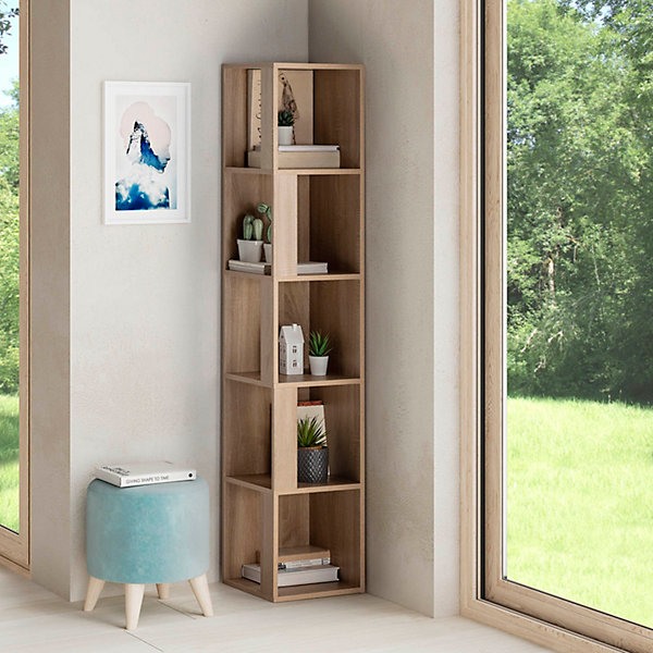 Etagère d'angle Fiyi 5 trous couleur chêne