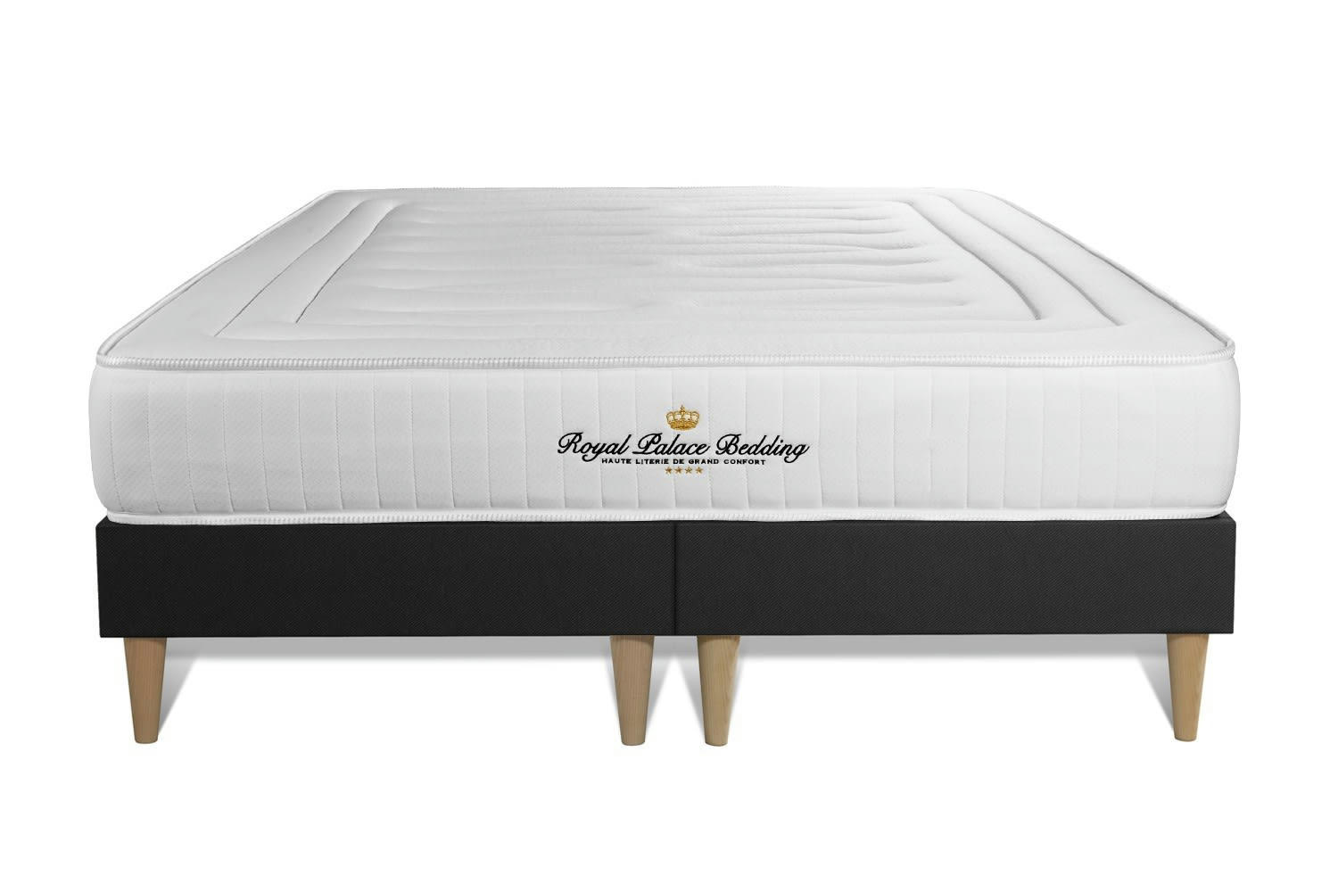 LANCASTER - Ensemble 160x200 Ressorts et mémoire de forme sommier Noir