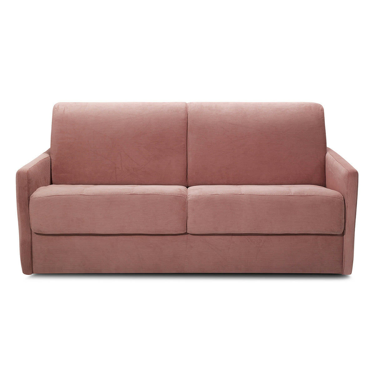 SIENNE - Canapé convertible 3 places en velours fines côtes rose
