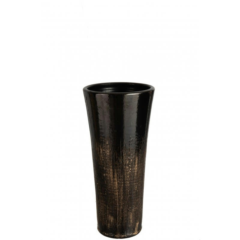 TACHES - Vase tâches céramique noir/or H39cm