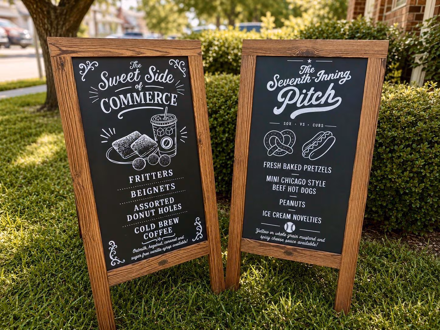 Corporate Event Signs Sidewalk Sign • Custom Hand-Painted Sidewalk Chalkboard Sign | Wood A-Frame Easel