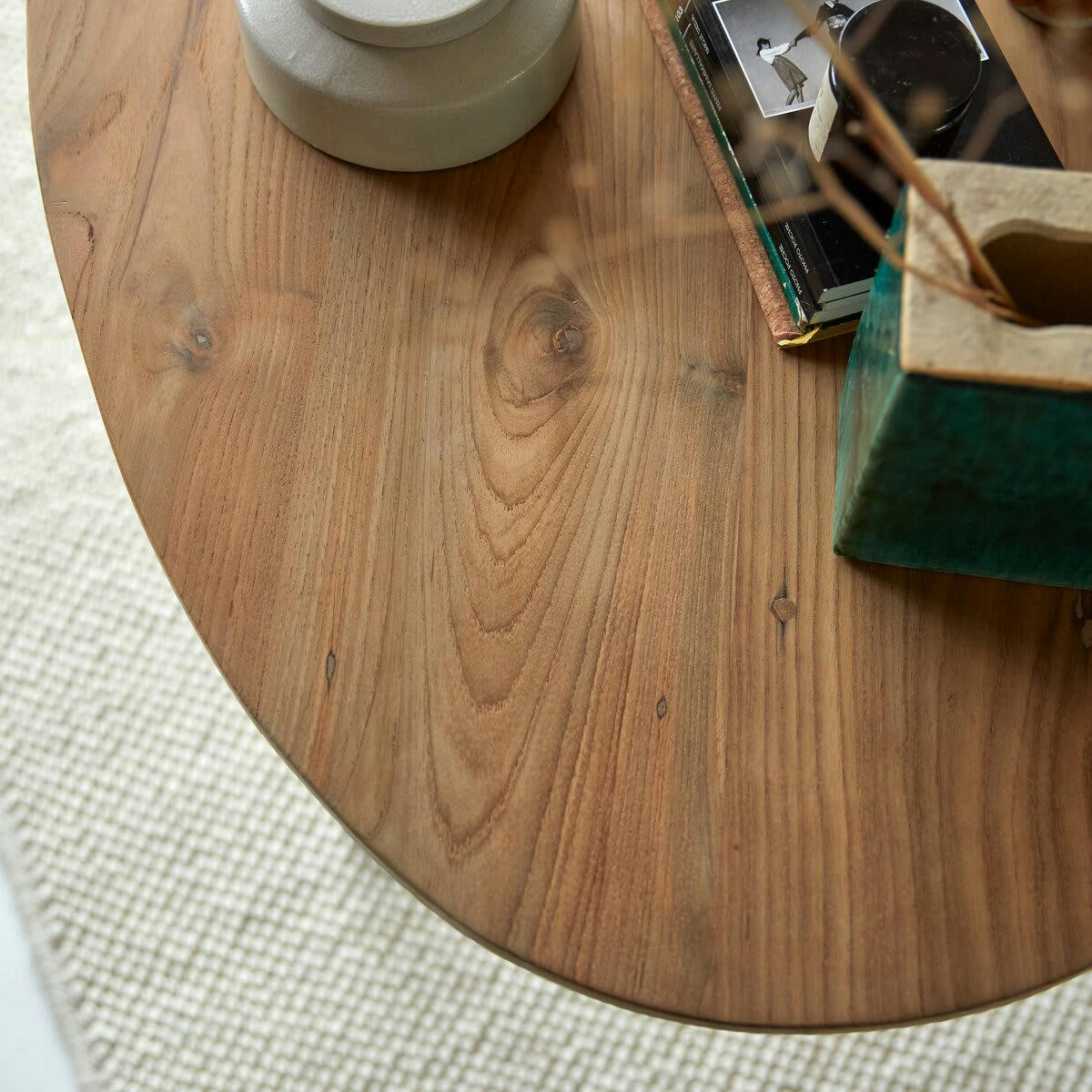 ELENA - Bureau ovale en teck massif recyclé