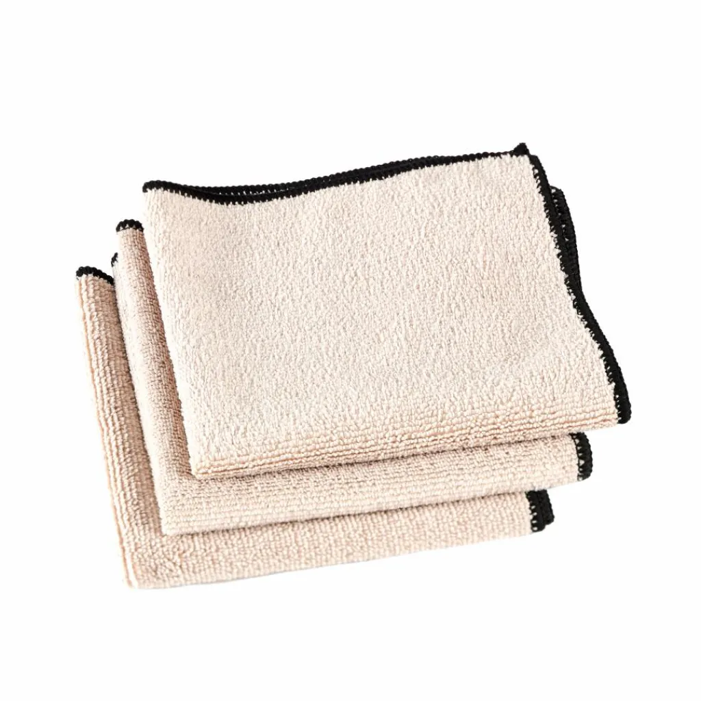 Torchons^CASA MULTI Chiffon Microfibre Set De 3 Noir