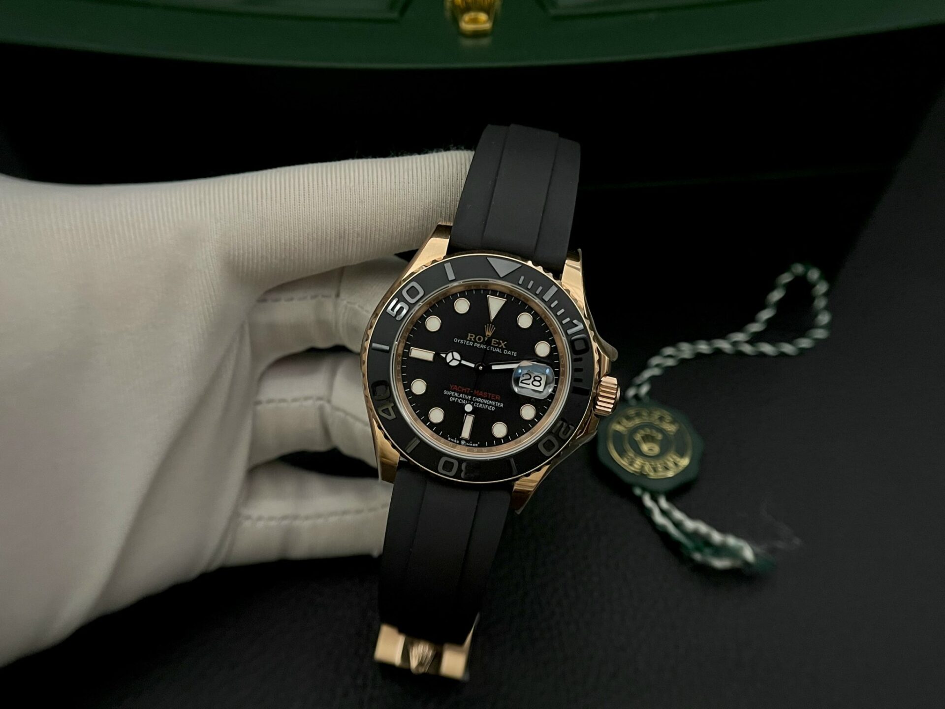 Rolex Yacht-Master RG Plated Black Dial 40mm Oysterflex EWF Replica