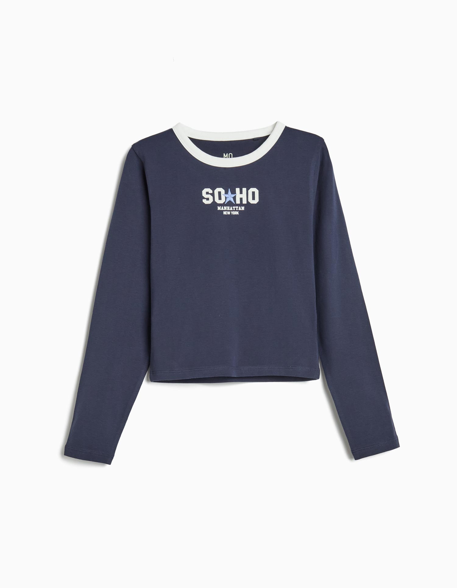 T-shirt de Manga Comprida, Menina, Azul Escuro