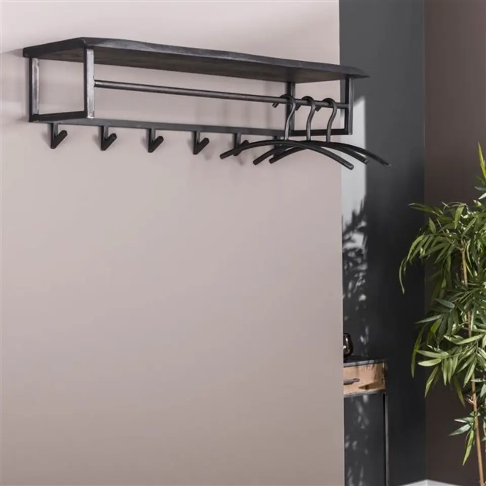 Industri?le kapstok Yme acaciahout metaal - 30x100x27 cm - Hout - Bruin