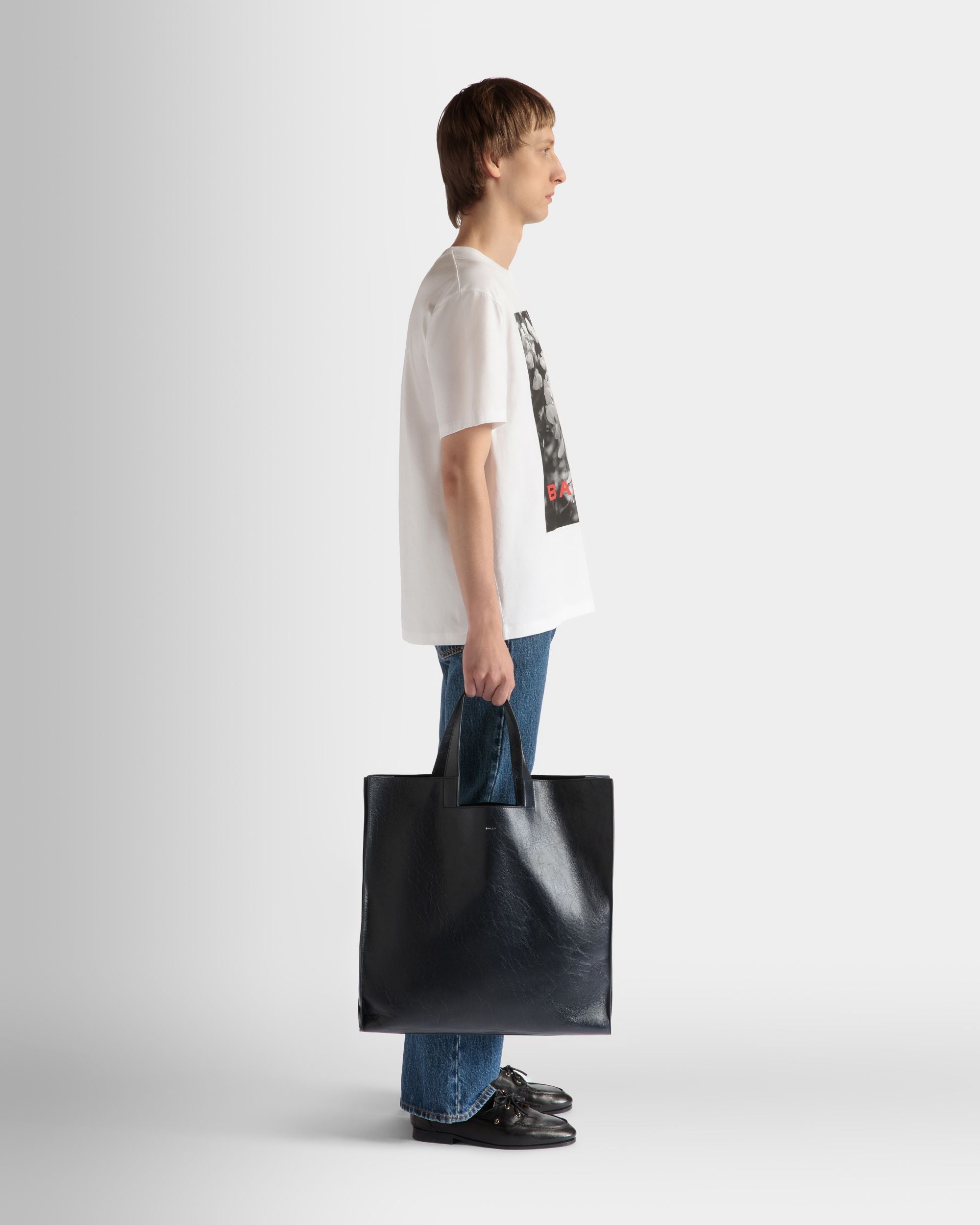 Easy Bally Tragetasche Aus Leder In Schwarz
