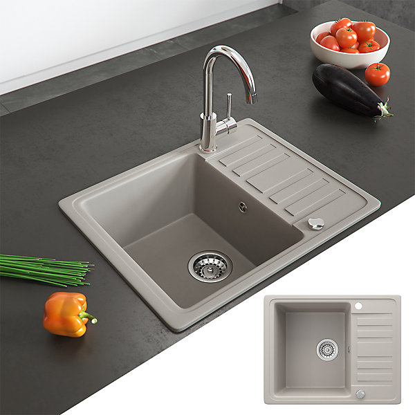 Bergström évier Beige 57.5x46cm avec emplacement de séchage